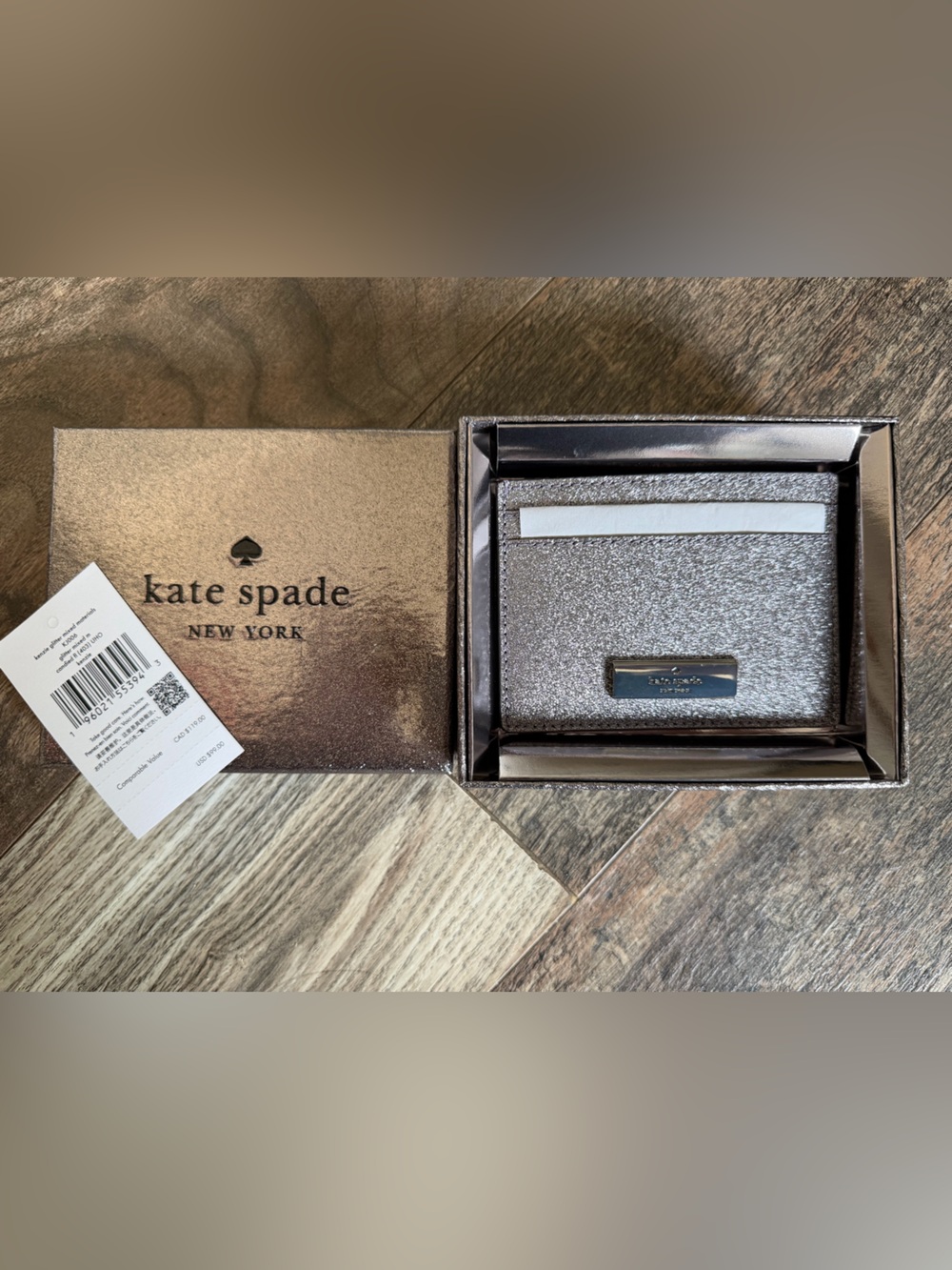 Kate Spade Glitter Small Cardholder (Silver)
